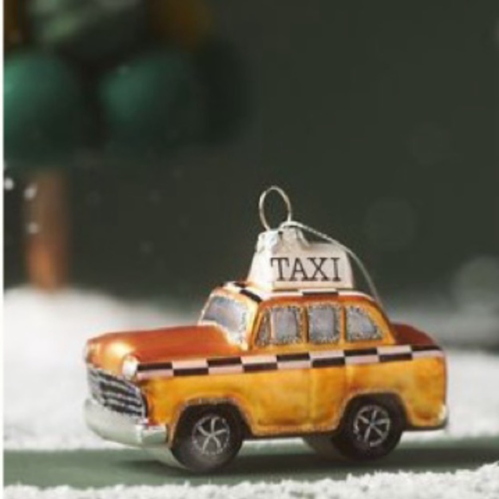 LAST ONE🔥Anthropologie Vintage Glass Taxi Holiday Ornament